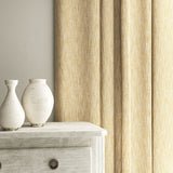 Curtain in Loxley Oatmeal by Linwood – neutral Italian-woven fabric with rich texture and depth.