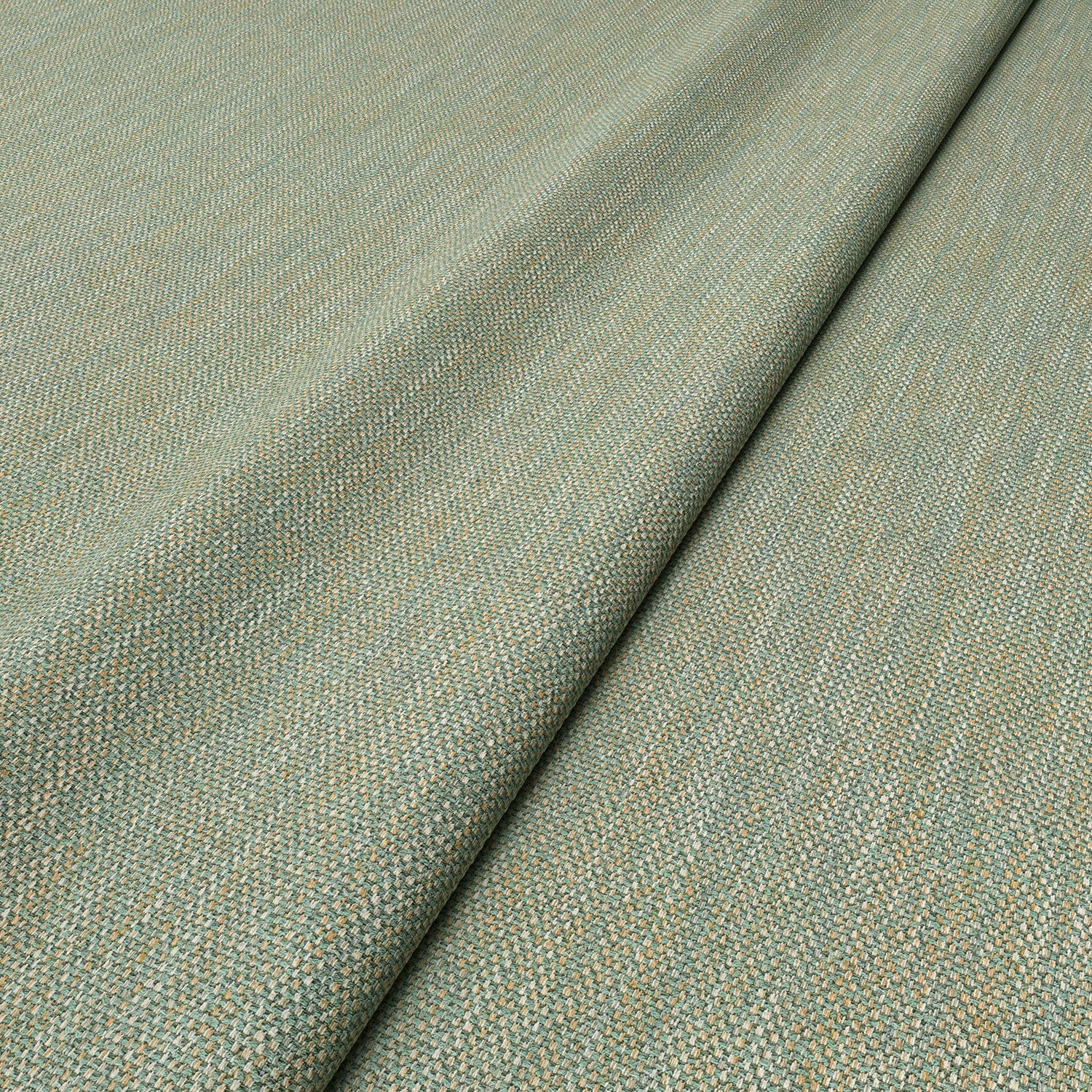 Close-up of Linwood’s Loxley Seagreen fabric – textured Italian weave in soft green for upholstery.