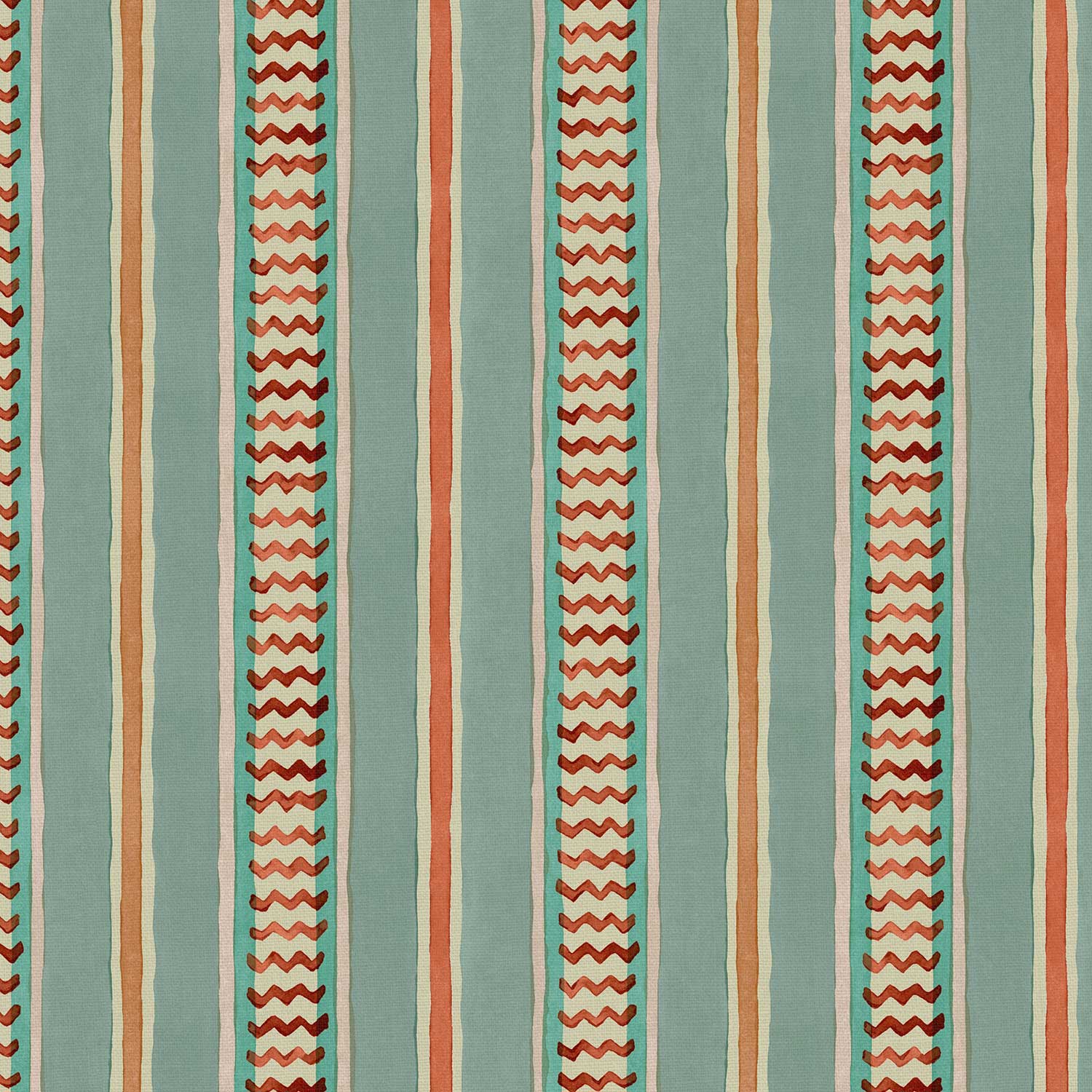 001: Scarlet (orange) & Multi-color Stripe, 100% Cotton