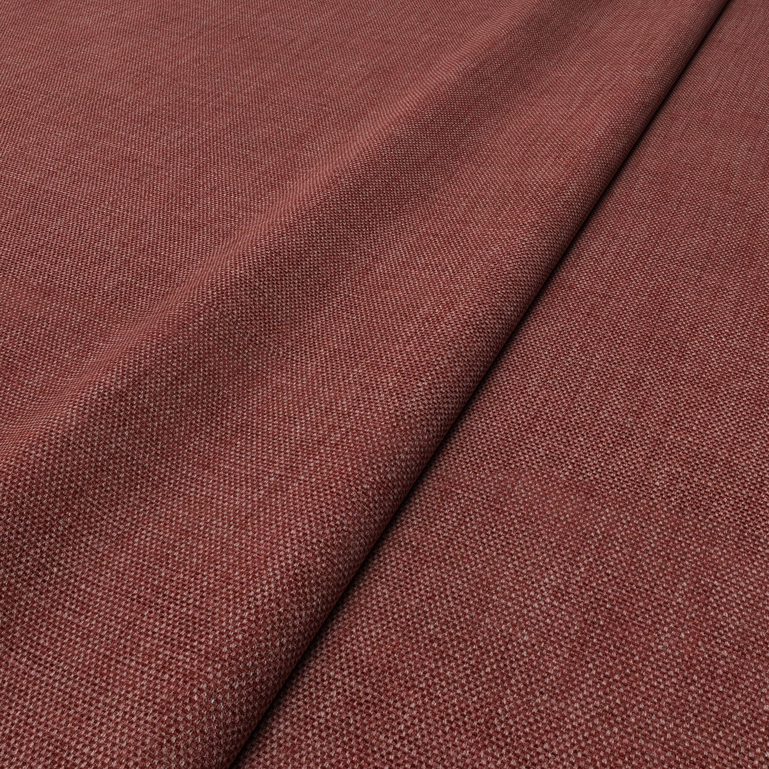 Sample of a chenille woven fabric in red.