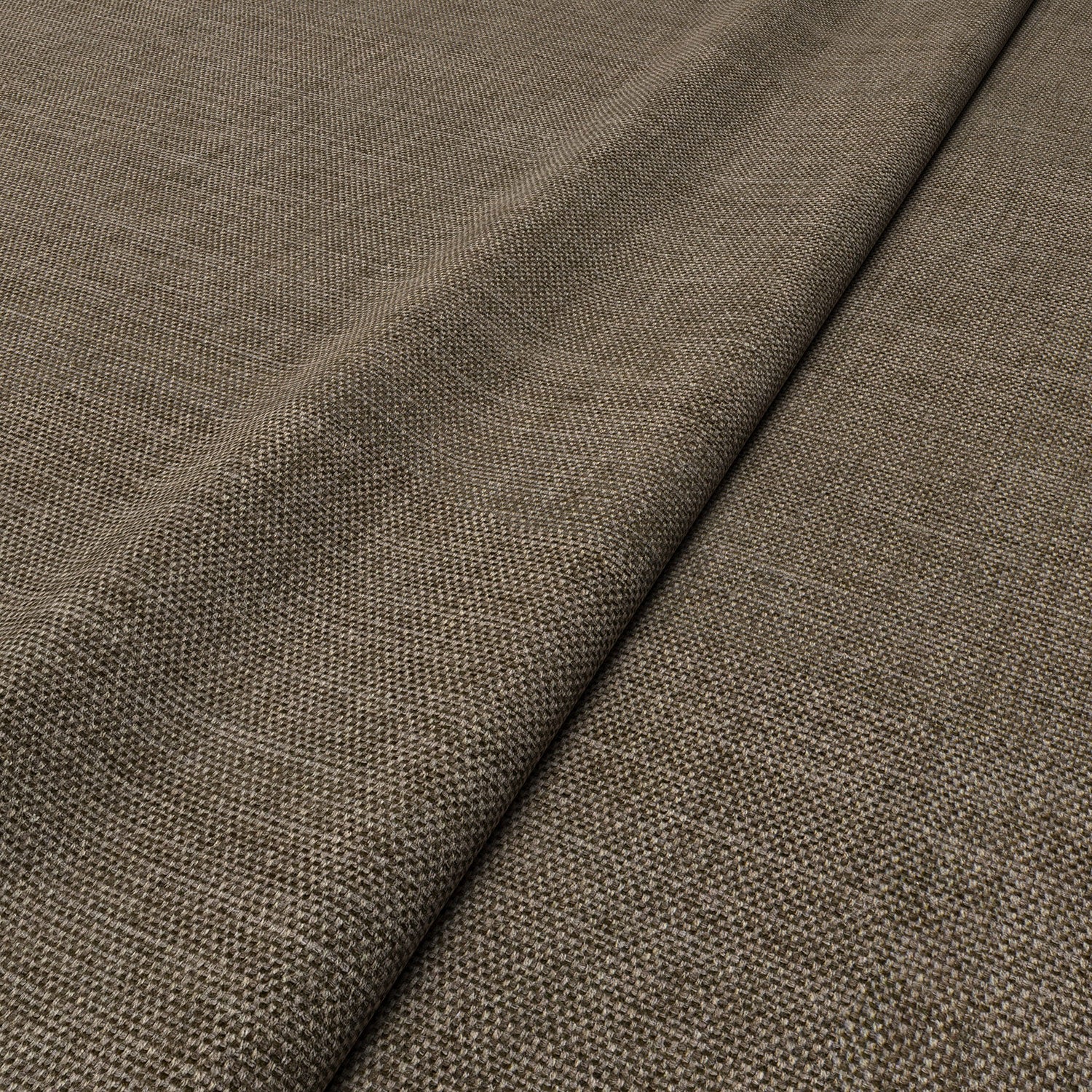 Sample of a chenille woven fabric in brown.