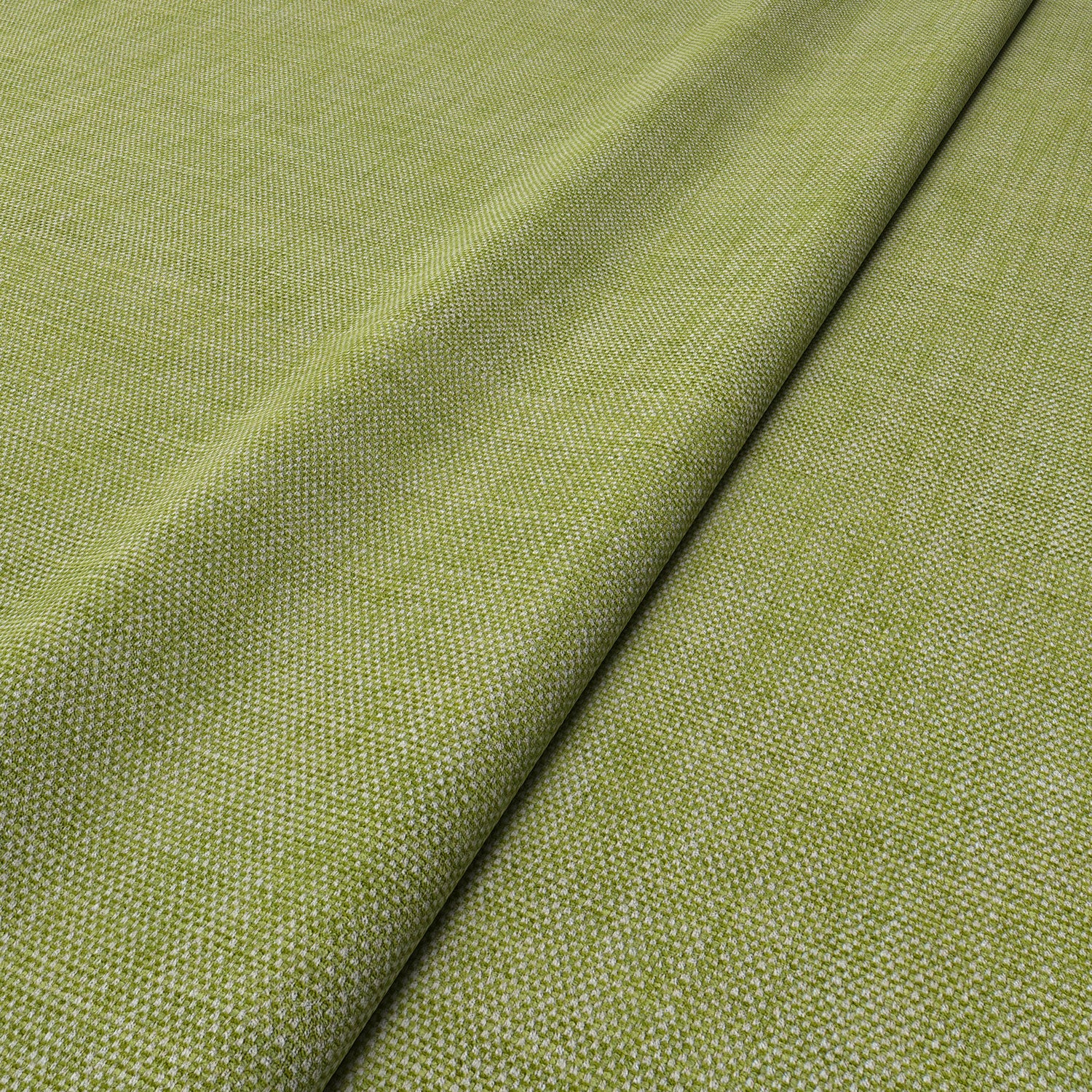 Sample of a chenille woven fabric in green.