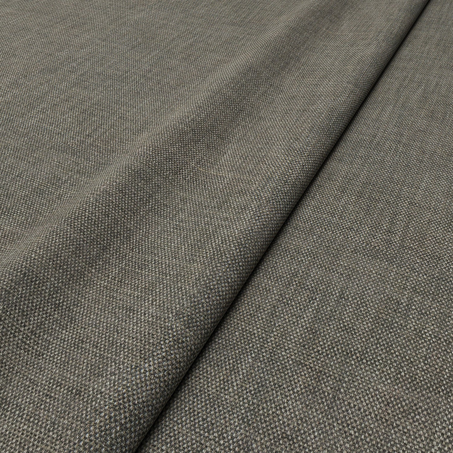 Sample of a chenille woven fabric in grey.