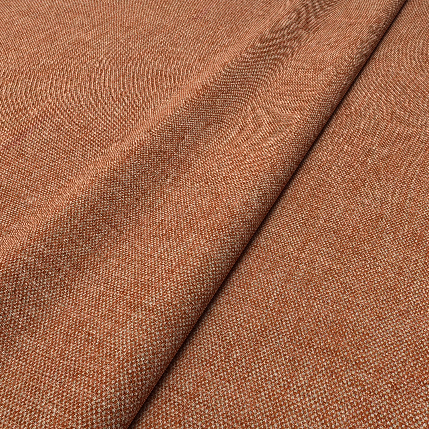 Sample of a chenille woven fabric in orange.