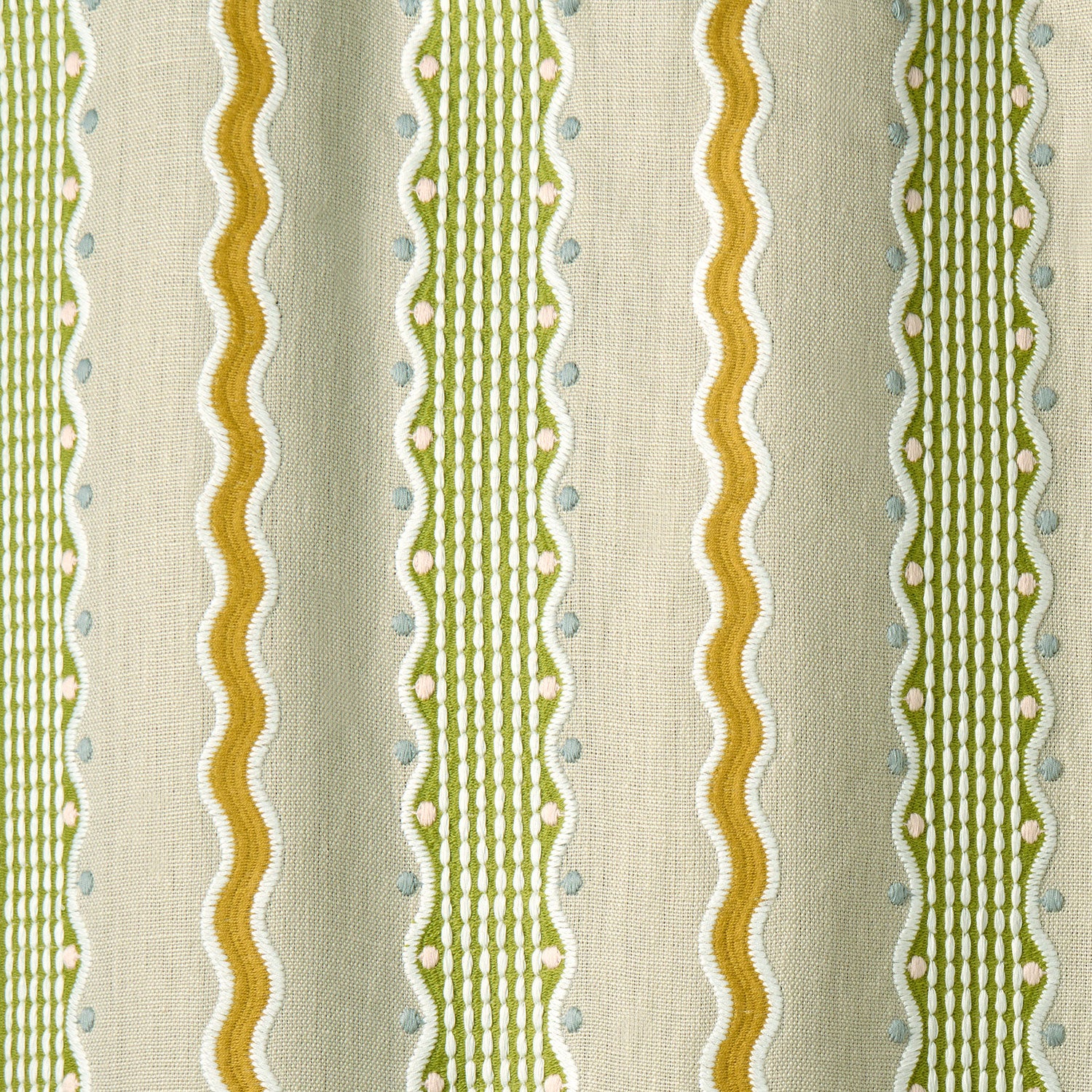 Hermia – Field | Embroidery Fabric by Linwood | Playful Stripe Linen