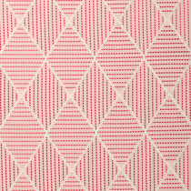 Geometric embroidery pattern with white lines on a pink background.