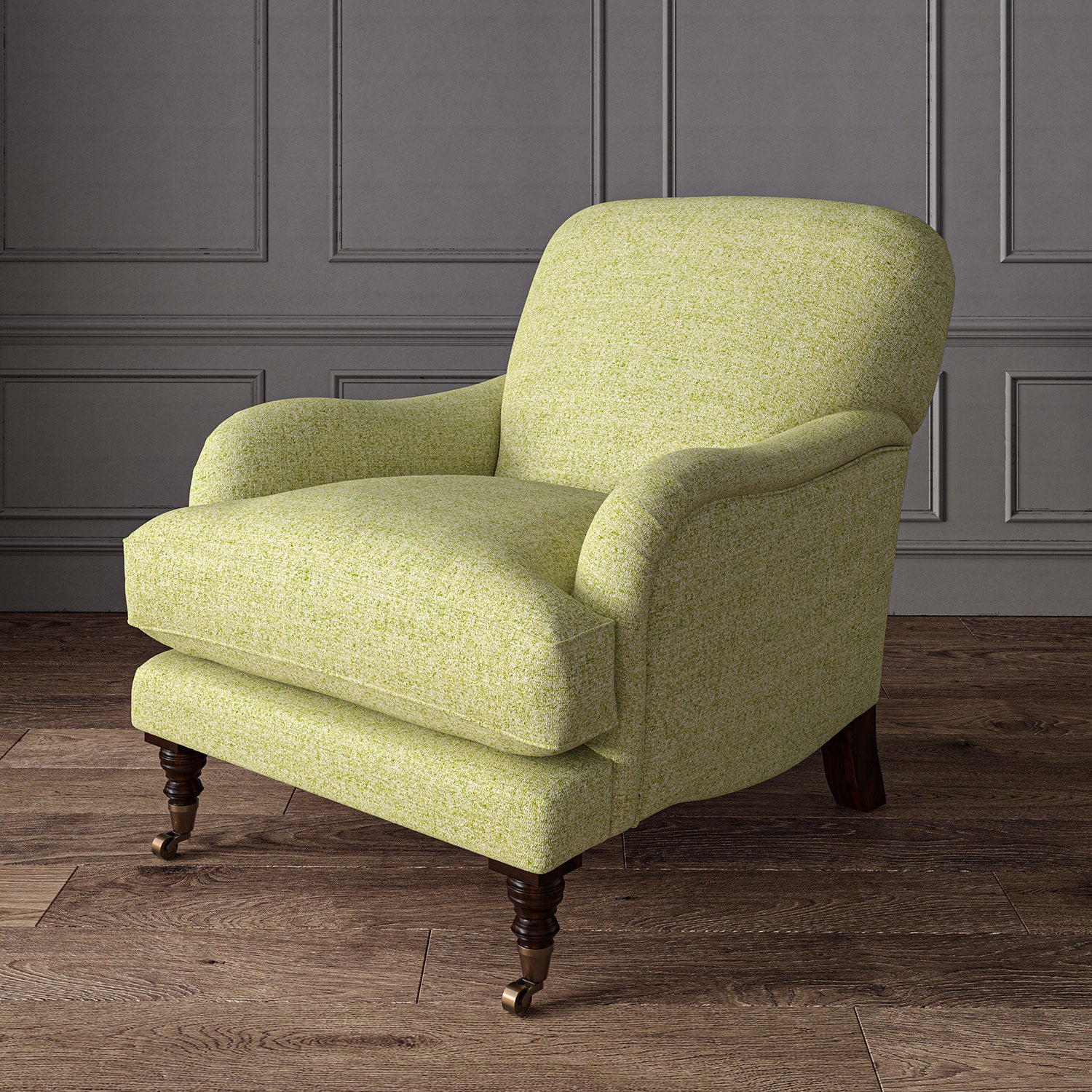 Woven Lime coloured fabric on a chair