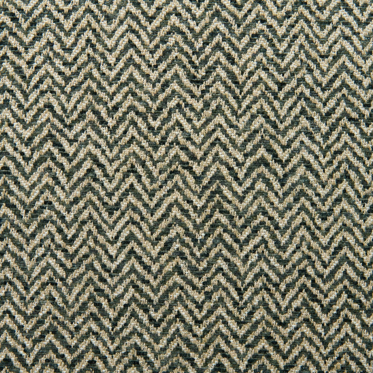 A woven fabric sample in grey and off-white featuring a herringbone pattern.