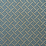 A woven fabric sample in blue and off-white featuring a trellis pattern.