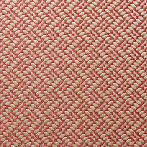 A woven fabric sample in red and off-white featuring a trellis pattern.