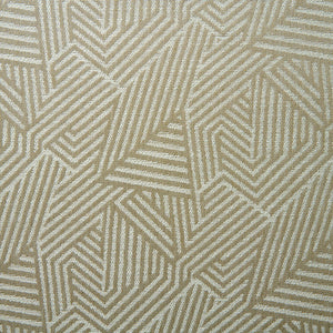 A woven fabric sample in beige and off-white featuring a geometric pattern.