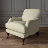 Cream chair upholstered in a versatile woven fabric.