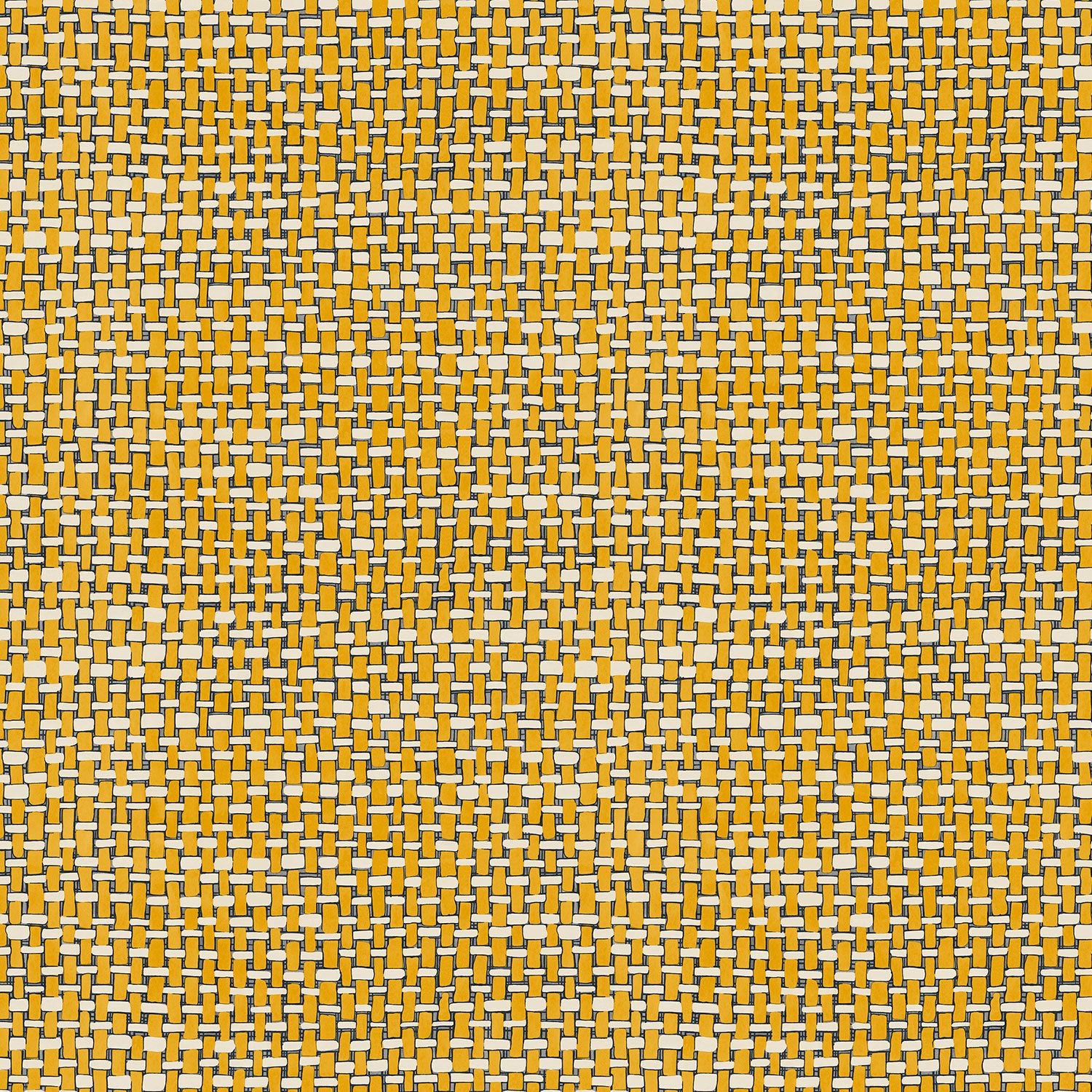 Sample of a yellow wallpaper with faux basketweave pattern