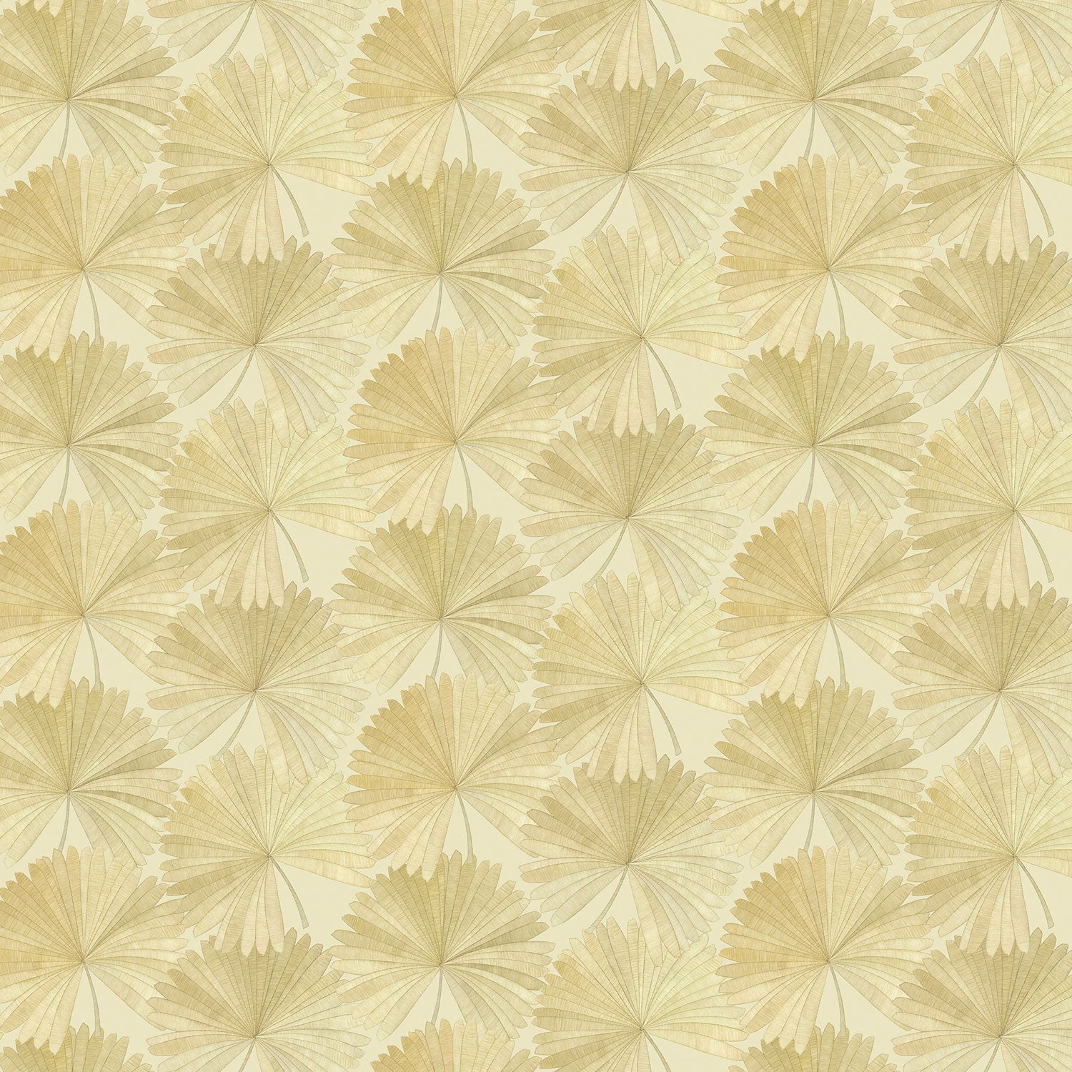 Contemporary floral wallpaper featuring a tropical palm design in neutral shades..