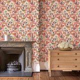 Living room with a statement designer wallpaper with dragon design