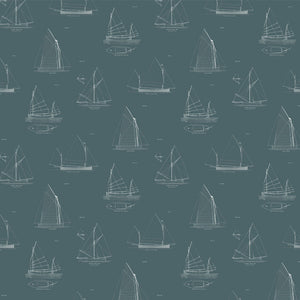 Nautical wallpaper featuring sailing boats.