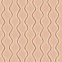 Luxurious wallpaper featuring stylised ferns and wavy lines in pink and red.