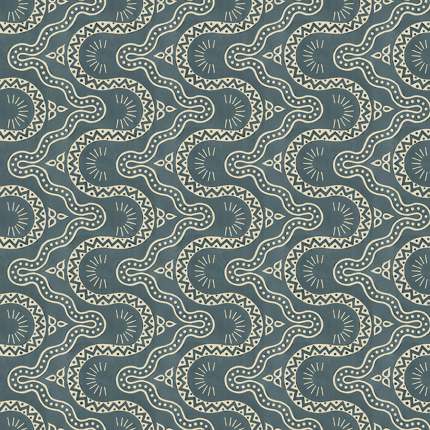 Sample of a blue geometric wallpaper.