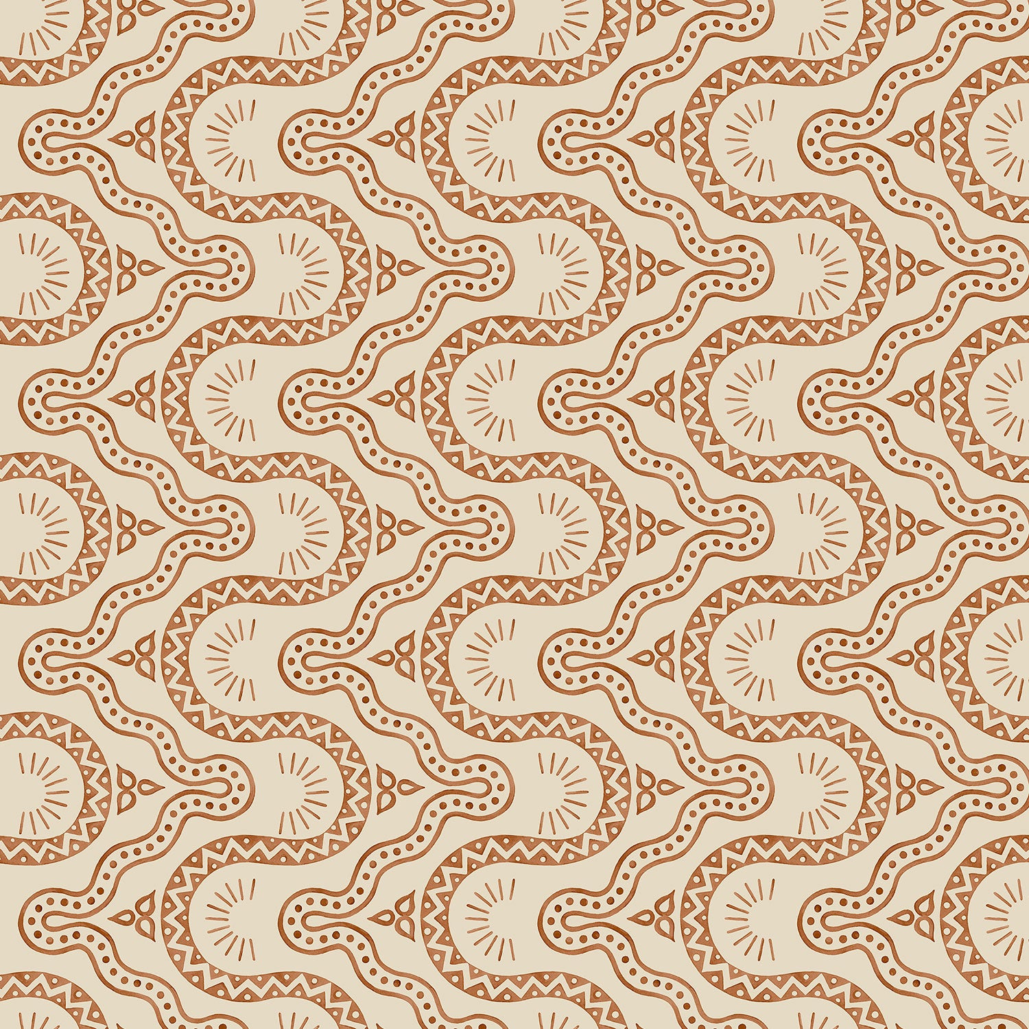 Sample of a geometric wallpaper in brown. 