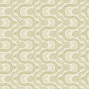 Sample of a green geometric wallpaper.