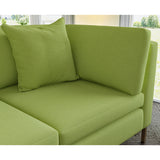 Sofa covered in plain fabric, colour Pickle.