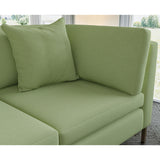 Sofa covered in plain fabric, colour Leaf.
