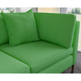 Sofa covered in plain fabric, colour Mantis.