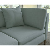 Sofa covered in plain fabric, colour Pebble.