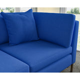 Sofa covered in plain fabric, colour Cobalt.