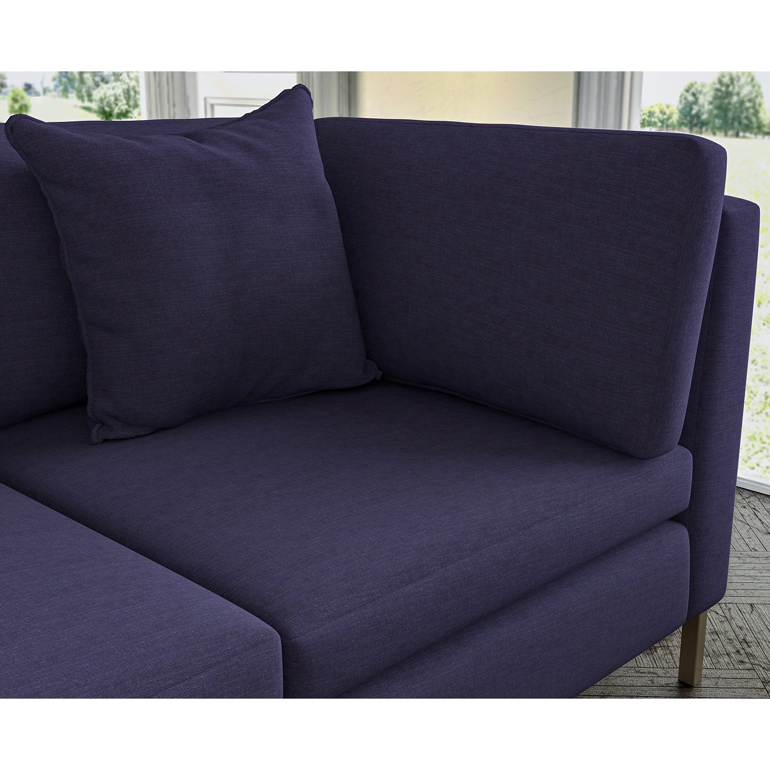 Sofa covered in plain fabric, colour Black Violet.