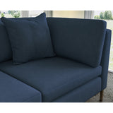 Sofa covered in plain fabric, colour Indigo.