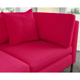 Sofa covered in plain fabric, colour Fuscia.