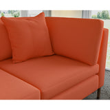Sofa covered in plain fabric, colour Tomato.