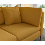 Sofa covered in plain fabric, colour Maize.