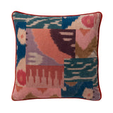 Velvet scatter cushion with an abstract multicoloured geometric design