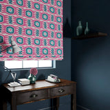 Velvet blinds featuring a fun, jazzy pattern in Candy Pink.