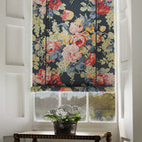Blind in a printed linen fabric with bouquets of roses in multicolours.