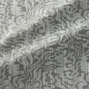 Fabric swatch of an abstract weave design in a dark neutral colour, suitable for curtains and upholstery