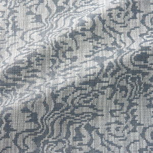 Fabric swatch of an abstract weave design in a blue colour, suitable for curtains and upholstery