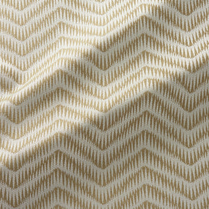 Fabric swatch of a herringbone weave design in a gold colour, suitable for curtains and upholstery