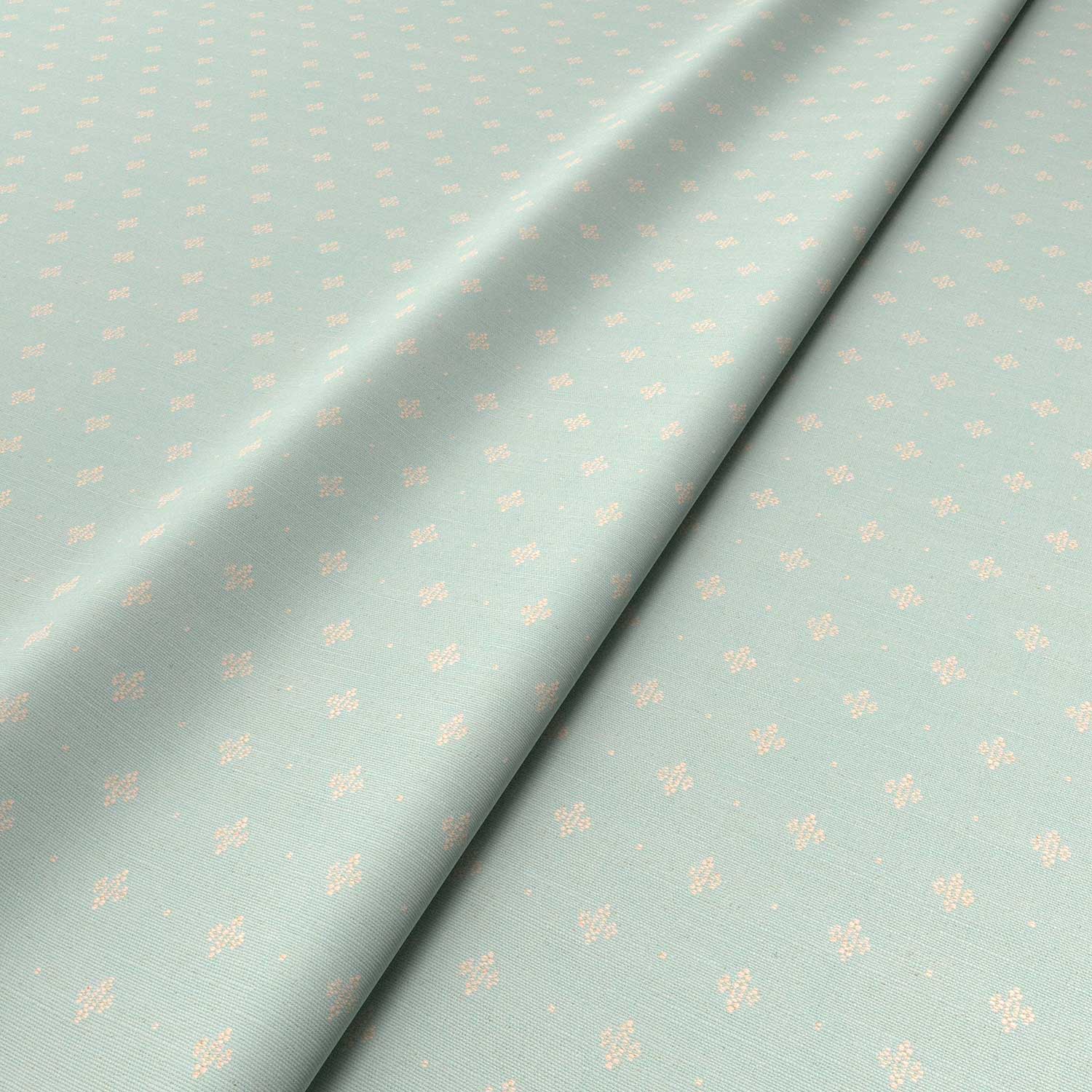 Sample of a blue woven fabric.