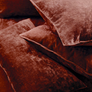 Cushions in a red stain resistant crushed velvet fabric, perfect for red crushed velvet sofas or curtains 