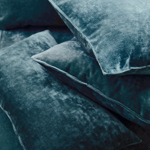 Cushions in a blue stain resistant crushed velvet fabric, perfect for blue crushed velvet sofa or curtains