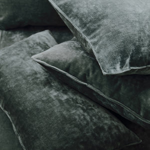 Cushions in a dark grey stain resistant crushed velvet fabric, perfect for grey crushed velvet sofa or curtains