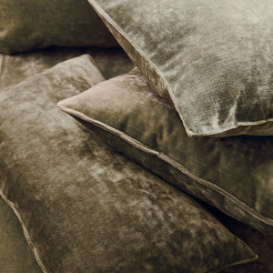 Cushions in a brown stain resistant crushed velvet fabric, perfect for brown crushed velvet sofa or curtains