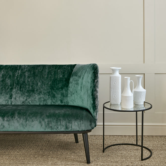 Aqua blue velvet sofa deals