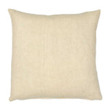 A white and brown two tone linen cushion.