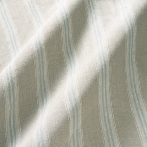 Classic stripe, perfect for casual-style linen curtains and blinds. Shown in Sky.