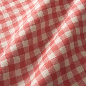 A versatile checked linen fabric in Cherry for curtains, blinds, and cushions.