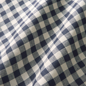 A versatile checked linen fabric in Indigo for curtains, blinds, and cushions.